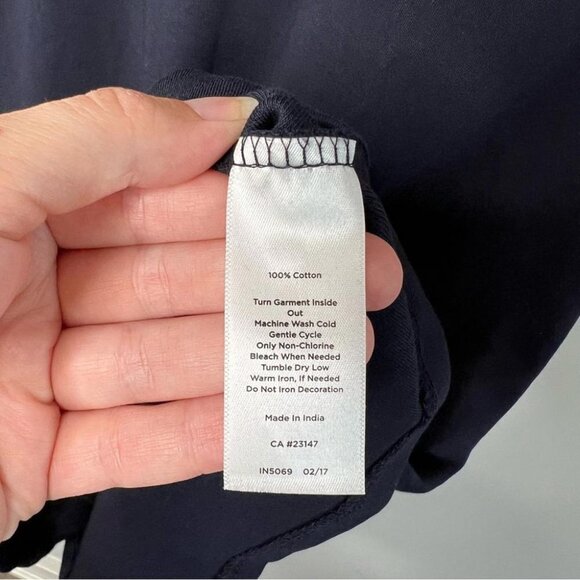 Talbots Womens Size Small Fit and Flare Cotton Dress Navy Blue Crochet Trim FLAW - Picture 7 of 8